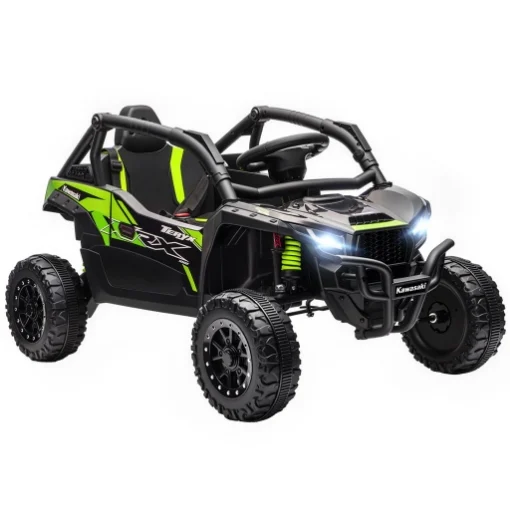 MACCHINA ELETTRICA PER BAMBINI 3-5 ANNI 12V CON LICENZA KAWASAKI, DOPPIO MOTORE, TELECOMANDO E MUSICA, NERO