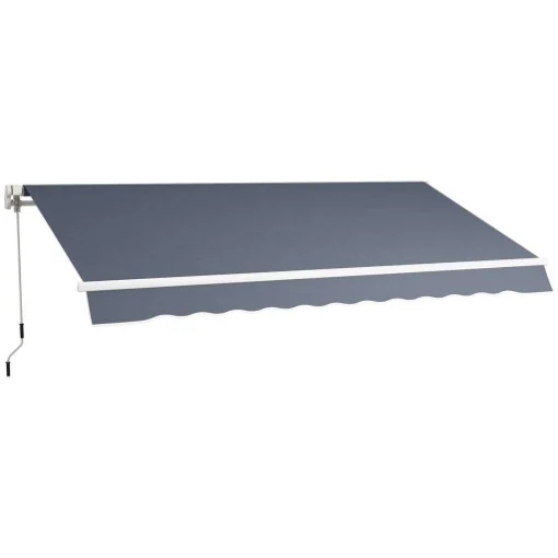 TENDA DA SOLE PER ESTERNO A BRACCI AVVOLGIBILE CON APERTURA A MANOVELLA, 360X250 CM, GRIGIO - MAURY'S