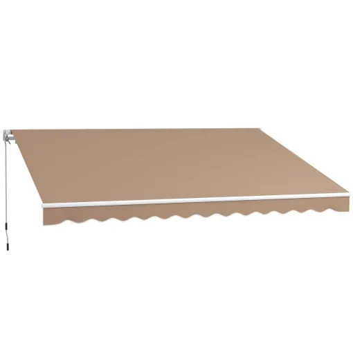 TENDA DA SOLE PER ESTERNO AVVOLGIBILE A BRACCI CON APERTURA A MANOVELLA, 350X250 CM, MARRONE - MAURY'S