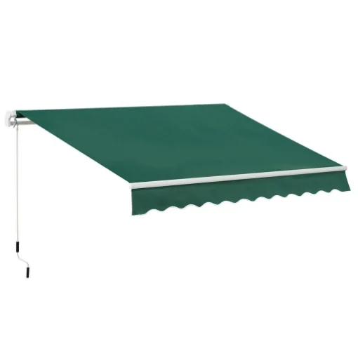 TENDA DA SOLE A MANOVELLA 3X2 M AD ANGOLAZIONE REGOLABILE, IN ALLUMINIO, ACCIAIO E POLIESTERE VERDE - MAURY'S
