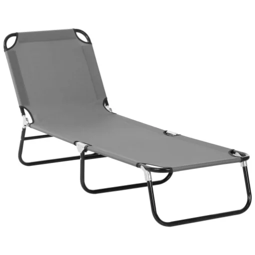 SDRAIO DA GIARDINO PIEGHEVOLE CON SCHIENALE REGOLABILE, ACCIAIO E TESSUTO OXFORD, 188X56X28CM, GRIGIO - MAURY'S