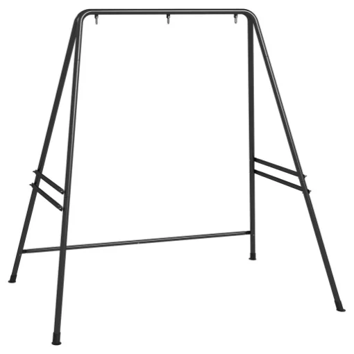 SUPPORTO PER AMACA E POLTRONA A UOVO IN ACCIAIO CON GAMBE AD A E AGGANCI SINGOLI E DOPPI, 178X143X180 CM, NERO - MAURY'S