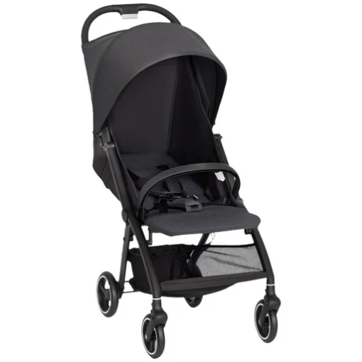 PASSEGGINO PER BAMBINI 0-3 ANNI PIEGHEVOLE E LEGGERO CON SCHIENALE REGOLABILE, CAPOTTINA, CESTINO, GRIGIO SCURO