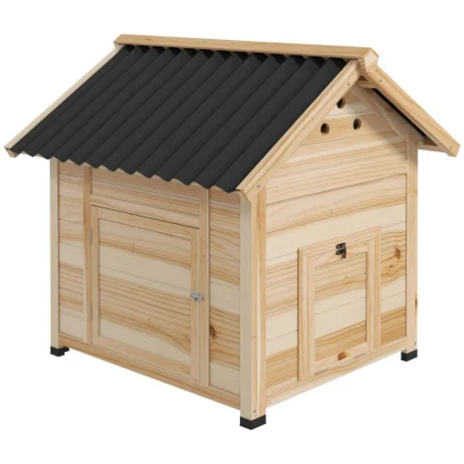 CASETTA PER ANATRE DA ESTERNO CON RAMPA, FONDO RIMOVIBILE E FORI DI VENTILAZIONE, 78X90X92 CM, LEGNO - MAURY'S