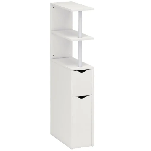 COLONNA BAGNO SALVASPAZIO CON 2 CASSETTI E RIPIANI APERTI, 20X45X115 CM, BIANCO - MAURY'S