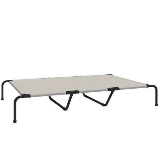 LETTINO PER CANI GRANDI RIALZATO DA ESTERNO IN ACCIAIO E RETE TRASPIRANTE, 152X94X23 CM, BEIGE - MAURY'S