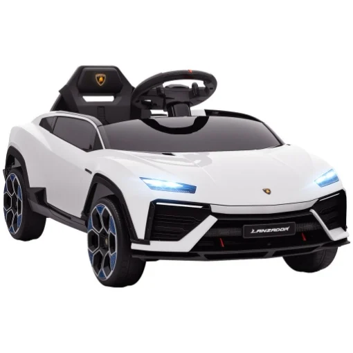 MACCHINA ELETTRICA PER BAMBINI LICENZA LAMBORGHINI CON CLACSON E TELECOMANDO, 101.5X49X43 CM, BIANCA - MAURY'S