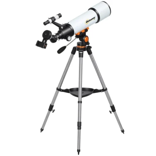 TELESCOPIO ASTRONOMICO 80MM CON MONTATURA AZ, 2 LENTI OCULARI E ADATTATORE SMARTPHONE, 92X92X130 CM, BIANCO E NERO - MAURY'S