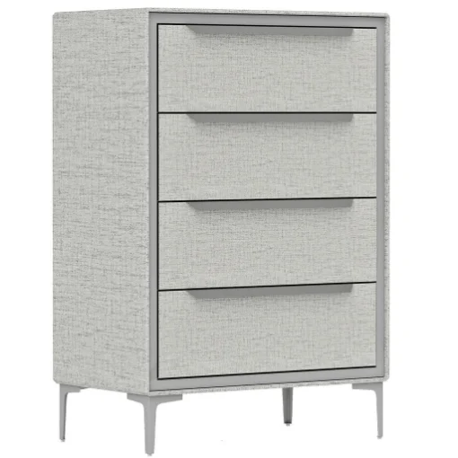CASSETTIERA 4 CASSETTI IN ACCIAIO CON RIVESTIMENTO IN TESSUTO EFFETTO LINO, 60X36X88 CM, GRIGIO - MAURY'S