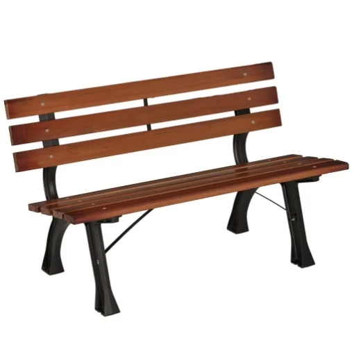 PANCHINA DA GIARDINO 2 POSTI A DOGHE IN GHISA E LEGNO DI ABETE, 120X57X70 CM, CAFFÈ - MAURY'S