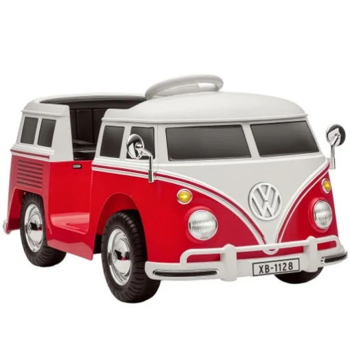 AUTO ELETTRICA PER BAMBINI LICENZA VOLKSWAGEN T1 CON LETTORE MP3, IN METALLO E PP, 89X49X41.5 CM, ROSSO - MAURY'S