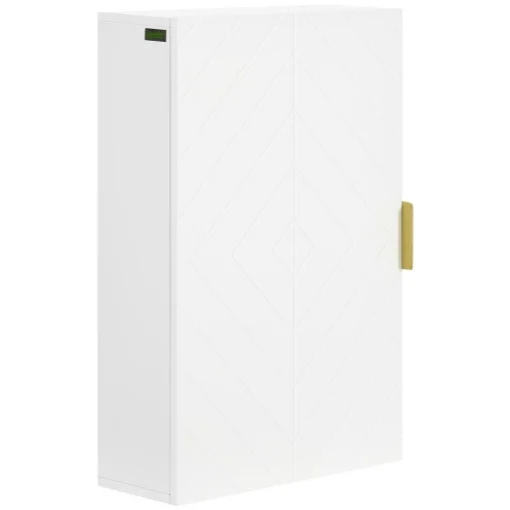 ARMADIETTO BAGNO A MURO CON ANTA DECORATA, MANIGLIA DORATA E RIPIANI REGOLABILI, 40X15X60 CM, BIANCO - MAURY'S