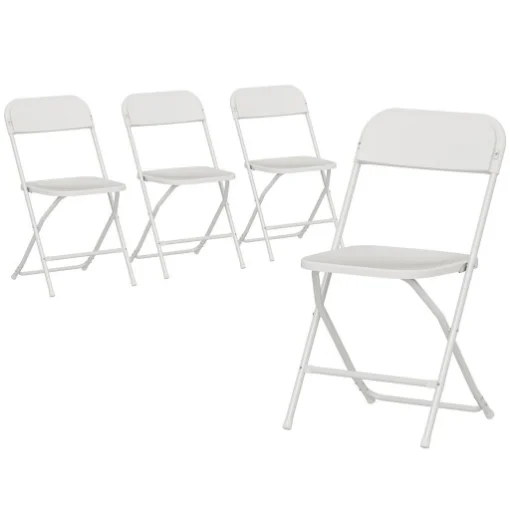 SET 4 SEDIE PIEGHEVOLI CON FORI DI DRENAGGIO IN PLASTICA E METALLO, 45X49X79.5 CM, BIANCO - MAURY'S