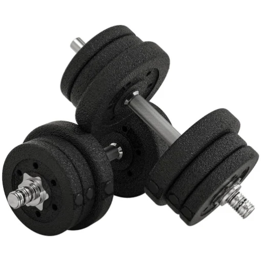 SET MANUBRI PALESTRA DA 25 KG TOTALI CON 12 DISCHI PESI E 2 BARRE DA 2 KG, NERO - MAURY'S