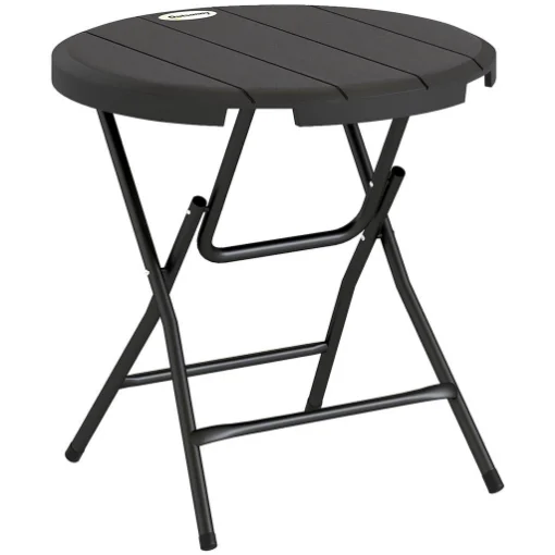 TAVOLO DA GIARDINO ROTONDO PIEGHEVOLE PER 4 PERSONE IN ALLUMINIO E PLASTICA HDPE, 80X73 CM, GRIGIO - MAURY'S