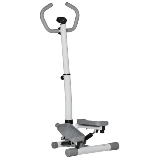 STEPPER CON MONITOR LCD, MANUBRIO REGOLABILE ED ELASTICI, IN ACCIAIO E ABS, BIANCO E GRIGIO - MAURY'S