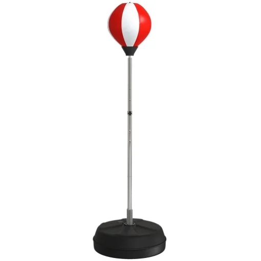PUNCHING BALL DA TERRA AD ALTEZZA REGOLABILE CON GUANTONI E BASE RIEMPIBILE, 43X43X126-144 CM, ROSSO E BIANCO