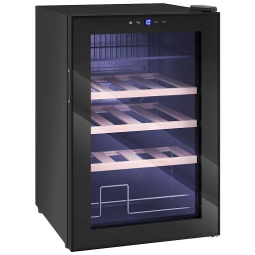 CANTINETTA FRIGO PER VINO DA 53L CON RIPIANI REGOLABILI PER 12 BOTTIGLIE E 25 LATTINE, 43X45X64 CM, NERO - MAURY'S