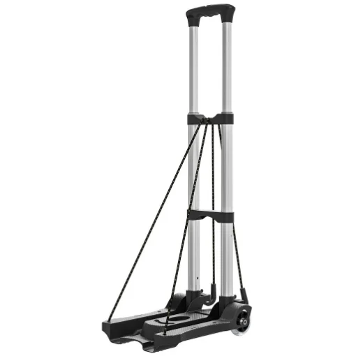 CARRELLO PORTAPACCHI PIEGHEVOLE DA 40 KG CON 2 CINGHIE, MANIGLIA TELESCOPICA, ALLUMINIO E PLASTICA, NERO - MAURY'S