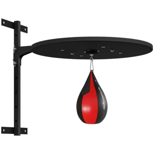 PUNCHING BALL A MURO CON SPEED BAG GIREVOLE A 360¦ E REGOLABILE SU 7 ALTEZZE, NERO E ROSSO - MAURY'S