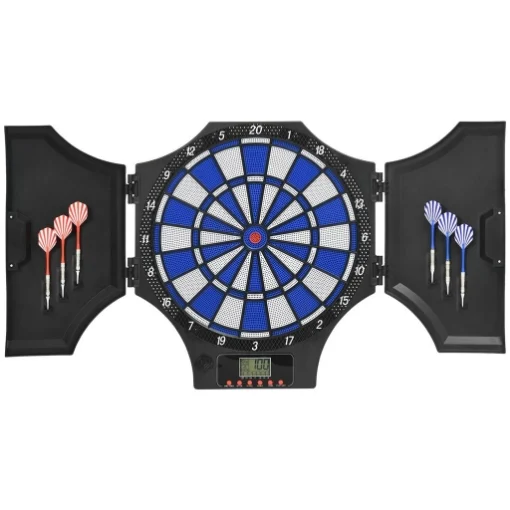 BERSAGLIO FRECCETTE ELETTRONICO CON 6 FRECCETTE E MONITOR LCD PER 31 GIOCHI, 83X45X4 CM, NERO E BLU - MAURY'S