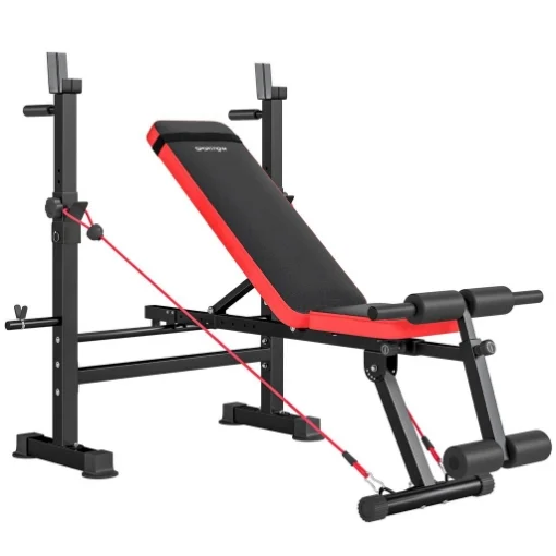 PANCA FITNESS CON RACK PER PESI, SCHIENALE E SEDILE REGOLABILI, DIP STATION, CAPACITÓ 420 KG - MAURY'S