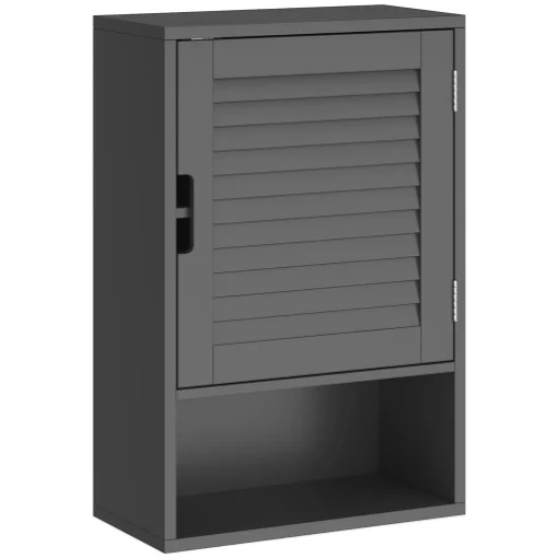 ARMADIETTO BAGNO A PARETE CON RIPIANO REGOLABILE E ANTA AMMORTIZZATA, 40X20X60 CM, NERO - MAURY'S