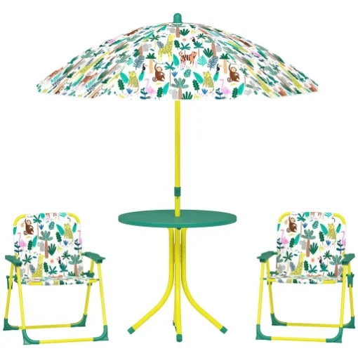 TAVOLO DA PICNIC PER BAMBINI SET TAVOLO E SEDIE CON OMBRELLONE VERDE - MAURY'S