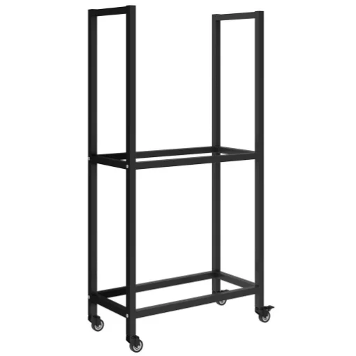 PORTALEGNA DA ESTERNO E INTERNO A DUE LIVELLI CON RUOTE IN ACCIAIO RINFORZATO, 60X30X119 CM, NERO - MAURY'S