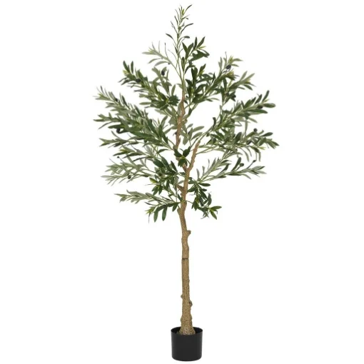 PIANTA ARTIFICIALE DI OLIVO ALTA 150 CM, ALBERO FINTO CON 720 FOGLIE E 32 OLIVE, VASO INCLUSO - MAURY'S