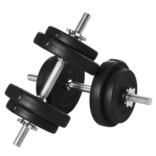 SET MANUBRI PESI 20 KG (4X2.5 KG, 4X1.5 KG) CON 8 DISCHI E 2 MANUBRI DA 2 KG, 43X18X7.5 CM, NERO - MAURY'S
