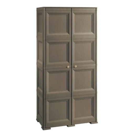 ARMADIO 2 ANTE WENGÉ 79X43X164 CM CON 4 SCOMPARTI E VANO PORTASCOPA – MOBILE ALTO ORGANIZZAZIONE CASA PER INGRESSO E LAVANDERIA - TONTARELLI