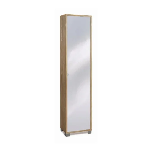 ARMADIO A COLONNA IN LEGNO EFFETTO VENATO CON 1 ANTA A SPECCHIO COMPOSTA DA 4 RIPIANI DIMENSIONI 190X43X29 CM, COLORE NOCE - MAURY'S