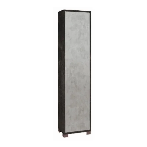 ARMADIO A COLONNA IN LEGNO CON 1 ANTA COMPOSTA DA 4 RIPIANI DIMENSIONI 190X43X29 CM, COLORE NERO E CEMENTO - MAURY'S