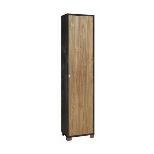 ARMADIO A COLONNA IN LEGNO CON 1 ANTA COMPOSTA DA 4 RIPIANI DIMENSIONI 190X43X29 CM, COLORE NERO E NOCE - MAURY'S