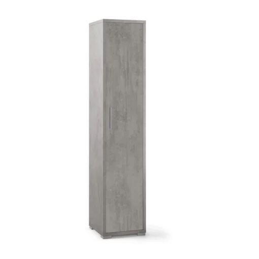 ARMADIO A COLONNA IN LEGNO CON 1 ANTA COMPOSTO DA 2 RIPIANI REGOLABILI E 2 FISSI 182X39X41 CM, COLORE CEMENTO - MAURY'S
