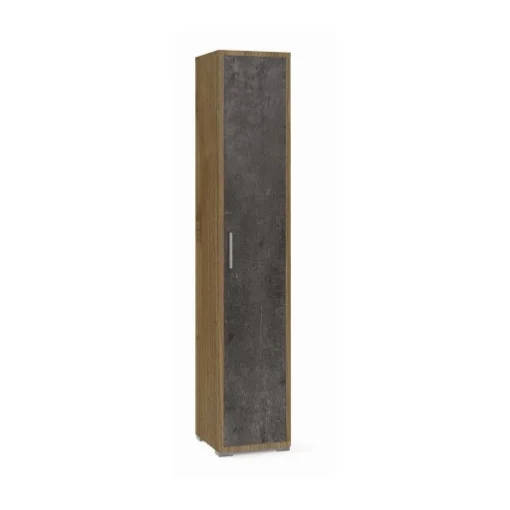ARMADIO A COLONNA IN LEGNO CON 1 ANTA COMPOSTA DA 4 RIPIANI DIMENSIONI 199X39X41 CM, COLORE NOCE E NERO - MAURY'S