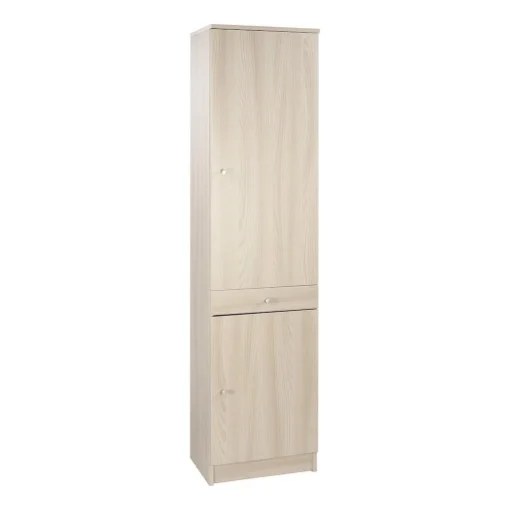 ARMADIO A COLONNA IN LEGNO EFFETTO VENATO CON 2 ANTE, 1 CASSETTO DIMENSIONI 183X46X34 CM, COLORE OLMO CHIARO - MAURY'S