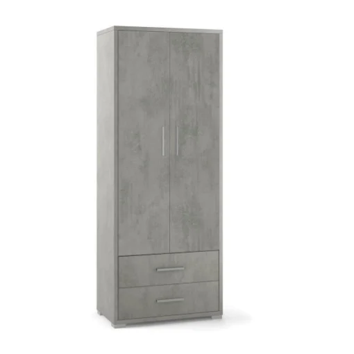 ARMADIO DA ARREDO IN LEGNO CON 2 ANTE E 2 CASSETTI DIMENSIONI 182X71X41 CM, COLORE CEMENTO - MAURY'S