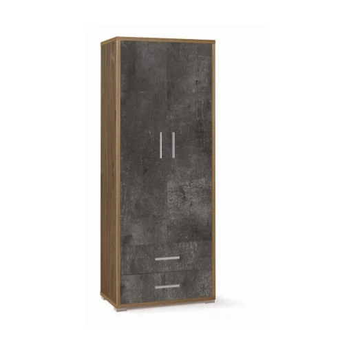 ARMADIO DA ARREDO IN LEGNO CON 2 ANTE E 2 CASSETTI DIMENSIONI 182X71X41 CM, COLORE NOCE E NERO - MAURY'S