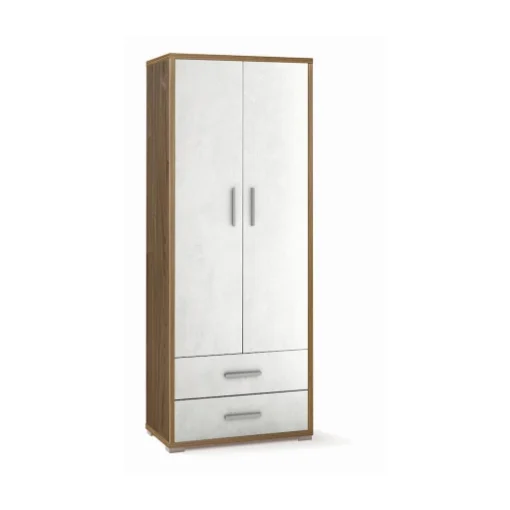 ARMADIO DA ARREDO IN LEGNO CON 2 ANTE E 2 CASSETTI DIMENSIONI 182X71X41 CM, COLORE NOCE E BIANCO - MAURY'S