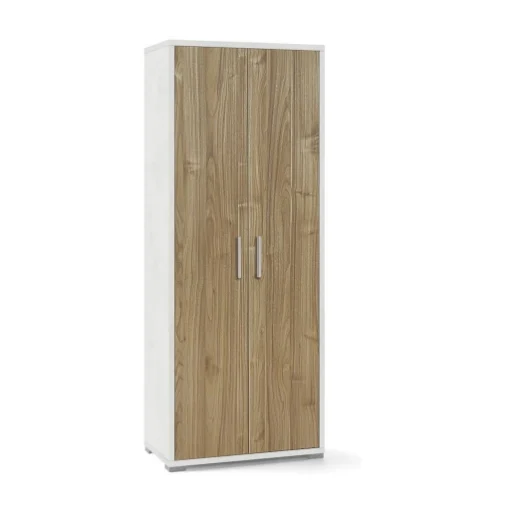ARMADIO DA ARREDO CON PIEDINI IN LEGNO CON 2 ANTE DIMENSIONI 182X71X41 CM, COLORE OSSIDO BIANCO E NOCE - MAURY'S