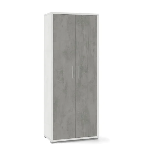 ARMADIO DA ARREDO CON PIEDINI IN LEGNO CON 2 ANTE DIMENSIONI 182X71X41 CM, COLORE OSSIDO BIANCO E CEMENTO - MAURY'S