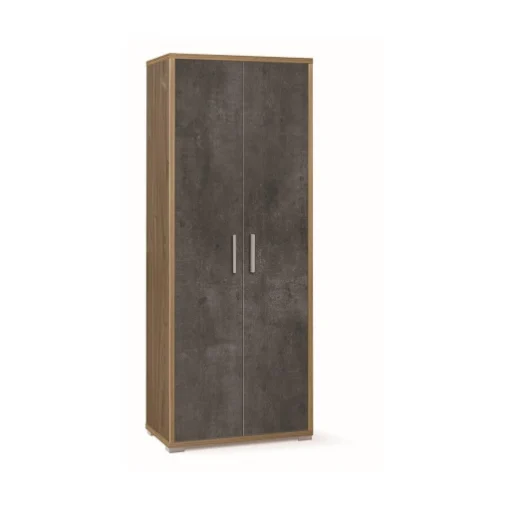 ARMADIO DA ARREDO CON PIEDINI IN LEGNO CON 2 ANTE DIMENSIONI 182X71X41 CM, COLORE NOCE E OSSIDO NERO - MAURY'S
