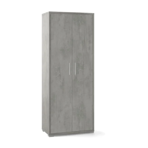 ARMADIO DA ARREDO CON PIEDINI IN LEGNO CON 2 ANTE DIMENSIONI 182X71X41 CM, COLORE CEMENTO - MAURY'S