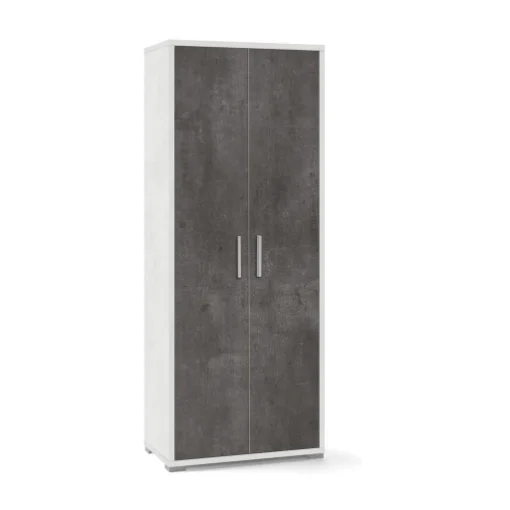 ARMADIO DA ARREDO CON PIEDINI IN LEGNO CON 2 ANTE DIMENSIONI 182X71X41 CM, COLORE OSSIDO BIANCO E OSSIDO NERO - MAURY'S