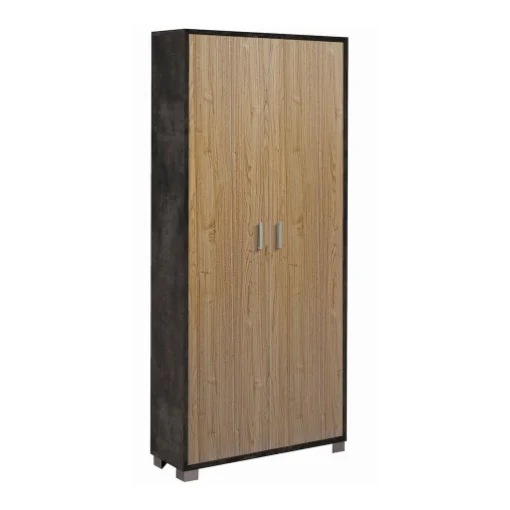 ARMADIO DA ARREDO CON PIEDINI IN LEGNO CON 2 ANTE 190X83X29 CM COLORE OSSIDO NERO E NOCE - MAURY'S