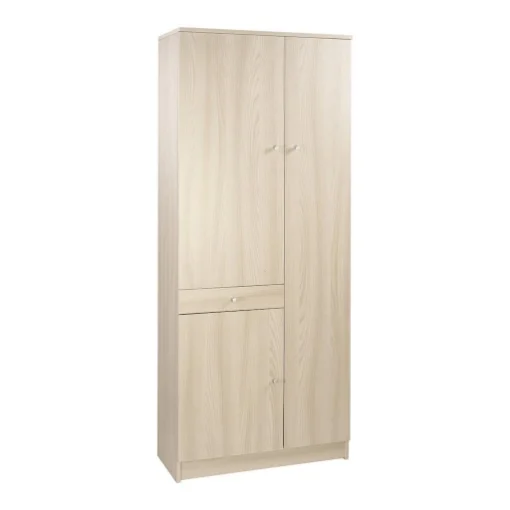ARMADIO SALVASPAZIO IN LEGNO CON 3 ANTE E 1 CASSETTO 183X77X34CM COLORE OLMO CHIARO - MAURY'S