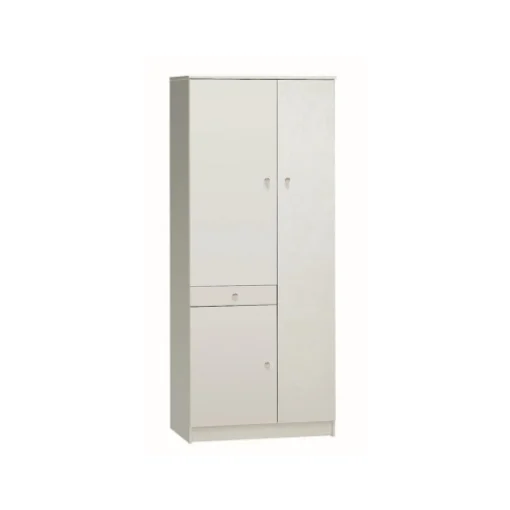 ARMADIO SALVASPAZIO IN LEGNO CON 3 ANTE E 1 CASSETTO 183X77X34CM COLORE BIANCO - MAURY'S