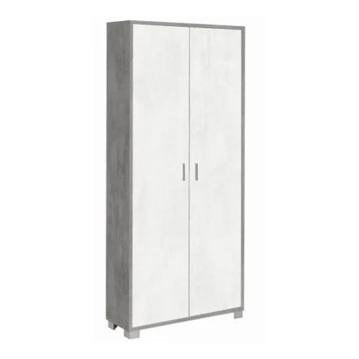 ARMADIO DA ARREDO CON PIEDINI IN LEGNO CON 2 ANTE 190X83X29 CM COLORE CEMENTO E OSSIDO BIANCO - MAURY'S
